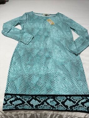 MICHAEL Michael Kors Turquoise Patterned Long Sleeve Shift Dress